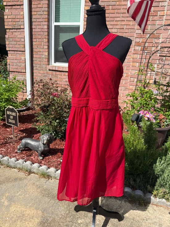 Tevolio Dresses & Skirts - Tevolio Red Cross-Front Chiffon Dress